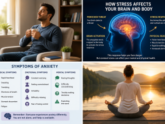 Woman experiencing anxiety while practicing deep breathing